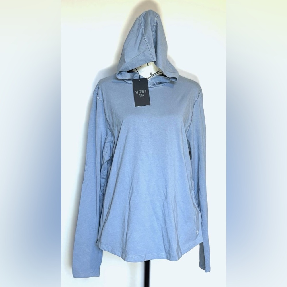 VRST Men's S Muted Denim Breathable Cotton Blend 30+ UV Long Sleeve Hoodie NWT
